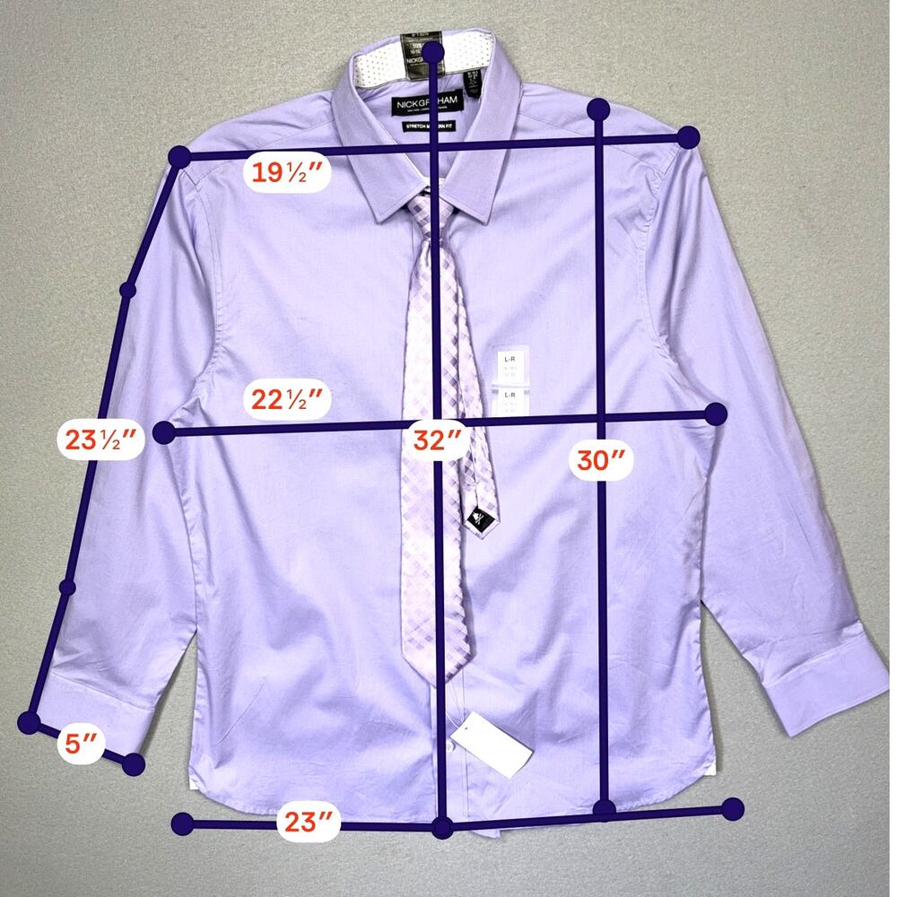 Nick Graham Men's Slim Fit Dress Shirt Tie Set lavender 16-16.5 32-33 $75 - Picture 3 of 9